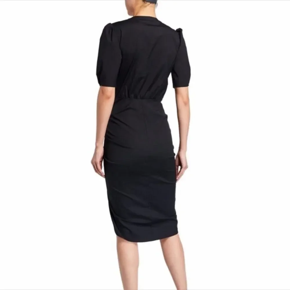 SOLD 💕Veronica Beard Atia Black Ruched Cotton Button Front Dress Size 8 - Picture 8 of 13